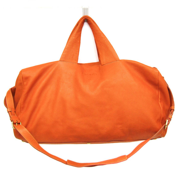 PRADA Orange Leather Boston Bag - Picture 1 of 15